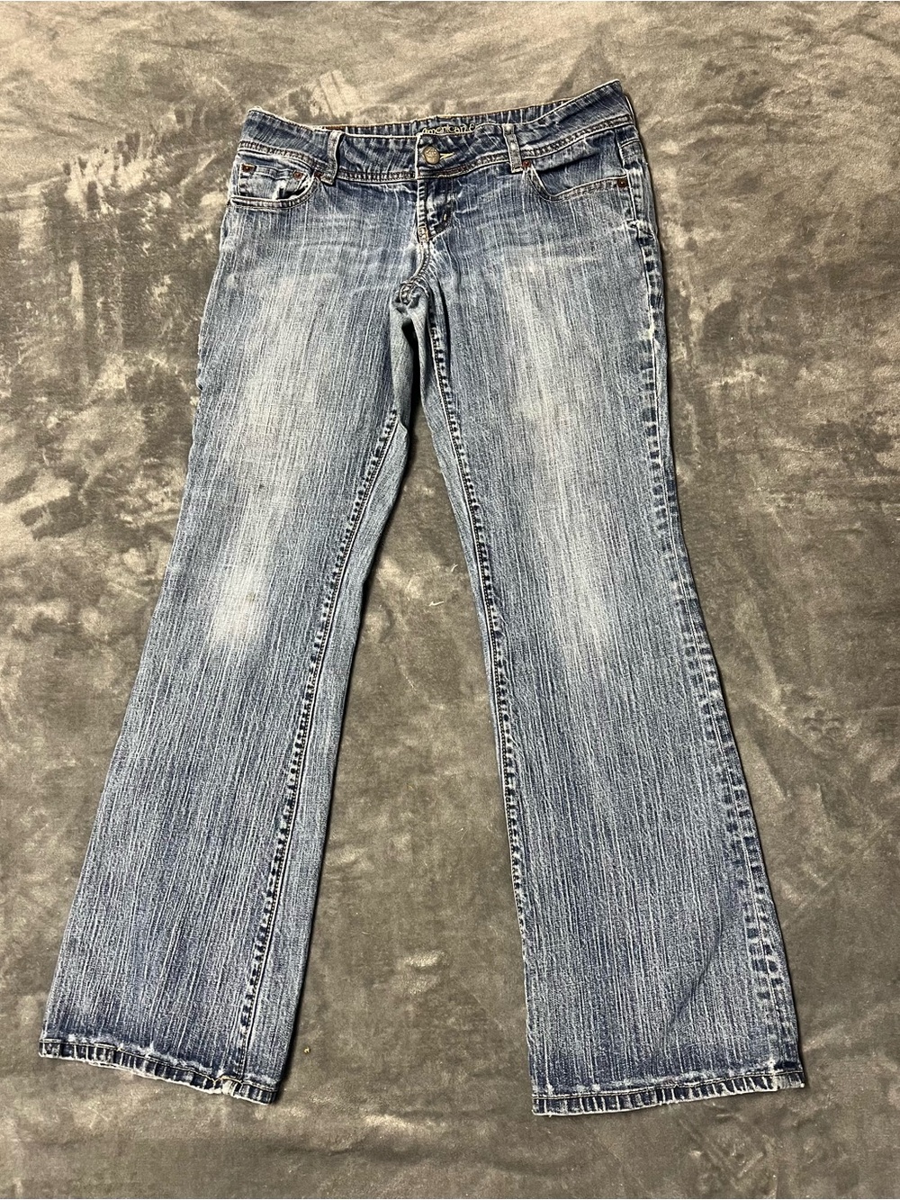 American Eagle Jeans Womens Size 10 Blue Denim Bootcut Flare Y2K Low Rise Faded